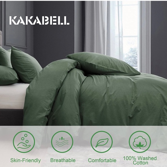 1200TC LUXURY 100% Washed Cotton Linen Duvet Covers 3 Piece Set KAKABELL - Picture 2 of 7